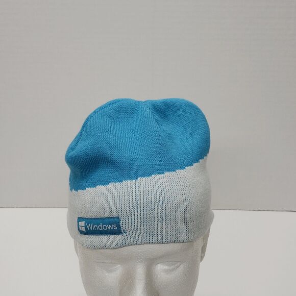 Windows Microsoft Logo Beanie Hat Blue White Knit Winter Cap OSFA Tech Promo